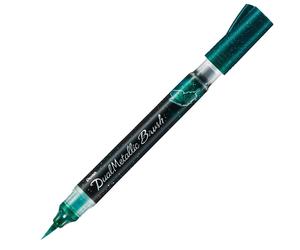 Pentel Arts - Dual Metallic Brush Pen - Single Blister - Green / Metallic Blue