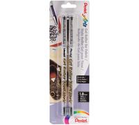 Pentel Arts Gel Roller for Fabric (1.0mm) Bold Lines Permanent Black Ink Pack of 2 (BN15BP2A)