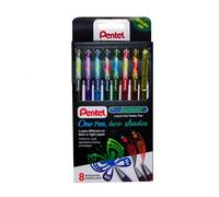 Pentel Arts Hybrid DualMetallic Gel Pens Fantasy Colours, 1.0mm tip YK110 (8 Pk)
