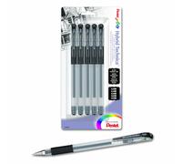 Pentel Arts Hybrid Technica Gel Pen with Assorted Tip Sizes, Black Ink, Pack of 5 (KN10BP5A)