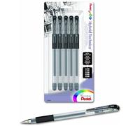 Pentel Arts Hybrid Technica Gel Pen with Assorted Tip Sizes, Black Ink, Pack of 5 (KN10BP5A)