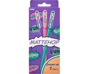 Pentel Arts Mattehop Gel Pens 'Enchanted Colours' 1.0mm tip (7 Pack)