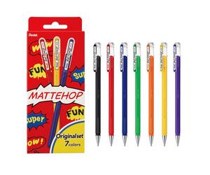 Pentel Arts Mattehop Gel Pens 'Original Colours', 1.0mm tip K110-V7STA (7 Pack)