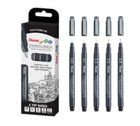 Pentel Arts Pointliner, Black pigment ink, Pack of 5