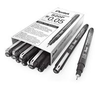 Pentel Arts Pointliner Drawing Pen 0.05mm Black Ink Box of 12 Pens (S20P-05A)