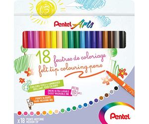 Pentel Arts SCS2E-18 Felt-Tip Pens Medium Tip Pack of 18