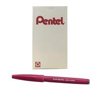 Pentel Arts Sign Pen Brush Burgundy Ink Box of 12 Pens