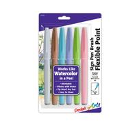 Pentel Arts Sign Pen Brush Tip assorted 4 Pastel Colors 6-Pk (SES15C2BP6M1)