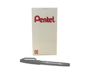 Pentel Arts Sign Pen Touch Fude Brush Tip Gray Ink Box of 12 (SES15C-N)