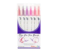 Pentel Arts Sign Pen Twin Brush, Pack of 6 Pens, Pink Hues (SESW30CPC6-4)