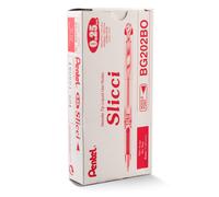 Pentel Arts Slicci 0.25 mm Extra Fine Gel Pen Red Ink Box of 12 BG202-B