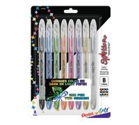 Pentel ARTS Sparkle POP Gel Pen, Assorted Colors, 8 Count (Pack of 1)