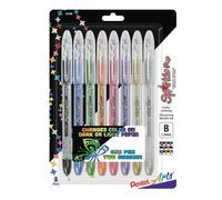 Pentel ARTS Sparkle POP Gel Pen, Assorted Colors, 8 Count (Pack of 1)