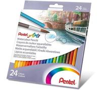 Pentel Arts Watercolour Pencil Set with Anti Roll Barrel Assorted Colours (Pack