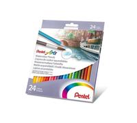 Pentel Arts Watercolour Pencil Set with Anti Roll Barrel Assorted Colours (Pack