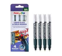 Pentel Arts Wet Erase Chalk Marker, Standard Chisel Tip, White Ink, 1 Pack Of 4 Markers