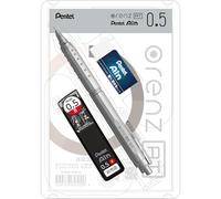 Pentel AT Mechanical Pencil, Silver 0.5mm, 0.5B Refill Leads and Eraser with Bonus Eraser PP2005-ZMPTP