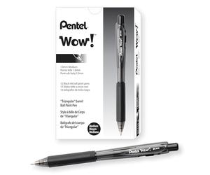 Pentel BK440 Retractable Ballpoint Pen and Ergonomic Triangular Grip Zone Pack of 12 Black