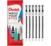 Pentel Ballpoint Pen BK77 Superb – 0.7mm nib, 0.25mm fine line – Black Pillow Pack of 6