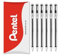 Pentel BK77 Superb Ballpoint Pens - 0.7mm Nib Tip 0.25mm Fine Line Width - In Pillow Packaging (Black Pack of 6)