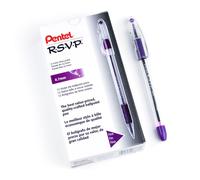 Pentel BK90V R.S.V.P. Stick Ballpoint Pen .7mm Trans Barrel Violet Ink (Pack of 12)