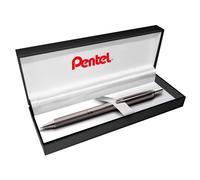 Pentel BL407MA-BOX EnerGel Sterling Liquid Gel Rollerball Pen in Gift Box, Anthracite Case, Line Width 0.35 mm, Ball Diameter 0.7 mm, Ink Colour