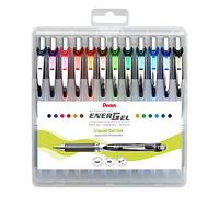 Pentel BL77-12 EnerGel Retractable Gel Ink Rollerball Pen - 0.7mm Ball Diameter = 0.35mm Line Width - Refillable Plastic Box - Assorted Colours