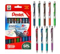 Pentel BL77 Energel XM Retractable Pens, 0.7mm Tip, Assorted Colours (Wallet of 9)