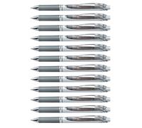 Pentel BL77-NX EnerGel Retractable Gel Rollerball Pen, Refillable, 0.7mm Tip, Grey ink (Pack of 12)