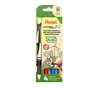 Pentel BL77E-4 EnerGel Eco Retractable Gel Rollerball Pen, Made with 79% Recycled Materials, Set of 4 - Black/Red/Blue/Green