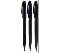 Pentel Black Original Sign Pen S520 Fibre Tip Marker Pens Colour Fineliner 2mm Nib 1mm Line Width (Pack Of 3)