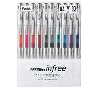 Pentel BLN74TL-10 EnerGel Ink Ballpoint Pen, 0.02 inches (0.4 mm), 10 Colors