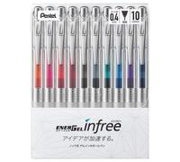 Pentel BLN74TL-10 EnerGel Ink Ballpoint Pen, 0.02 inches (0.4 mm), 10 Colors