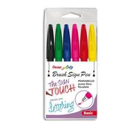 Pentel Brush Sign Pen 10 pieces taschina 6 pz colori basic