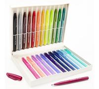 Pentel Brush Sign Pen Gift Set of 24 Pens - SES15C - Flexible Brush Nib - Ideal for Beginners & Professionals - Graphics, Illustrations, Calligraphy - In Pearl Desk Set Gift Box