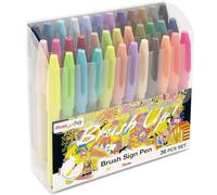 Pentel Brush Sign Pen Gift Set of 36 Pens - SES15C - Flexible Brush Nib - Ideal for Beginners & Professionals - Graphics, Illustrations, Calligraphy - In Wallet Gift Set Packaging