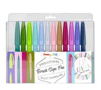 Pentel Brush Sign Pen SES15C-12 Fibre-Tip Pen 12 assorted colours 1 count (Pack