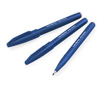 Pentel Brush Sign Pen SES15C - Brush Nib - Fibre Tip - Blue Black - Pack of 3
