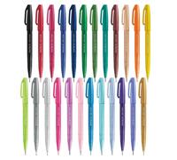 Pentel Brush Sign Pen SES15C - Brush Nib - Fibre Tip - Full Range Set - 24 Pens