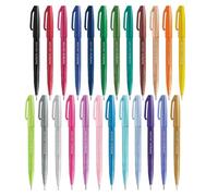 Pentel Brush Sign Pen SES15C - Brush Nib - Fibre Tip - Full Range Set - 24 Pens