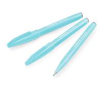 Pentel Brush Sign Pen SES15C - Brush Nib - Fibre Tip - Pale Blue - Pack of 3