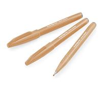 Pentel Brush Sign Pen SES15C - Brush Nib - Fibre Tip - Pale Brown - Pack of 3