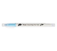 Pentel Brush Sign Pen Twin SESW30C Fibre Pen, 2 Brush-like Tips, Baby Blue (Pack of 1)