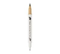 Pentel Brush Sign Pen Twin SESW30C Fibre-Tip Pen, 2 Brush-Like Tips, Beige (Pack of 1)