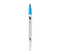 Pentel Brush Sign Pen Twin SESW30C Fibre-Tip Pen, 2 Brush-Like Tips, Light Blue (Pack of 1)