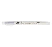 Pentel Brush Sign Pen Twin SESW30C Fibre-Tip Pen, 2 Brush-Like Tips, Silver Grey (Pack of 1)