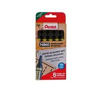 Pentel N860 Permanent Marker Chisel Tip Pack of 5 Black