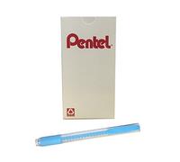 Pentel Clic Colors Retractable Eraser with Grip, Sky Blue Barrel, Box of 12 (ZE23S)
