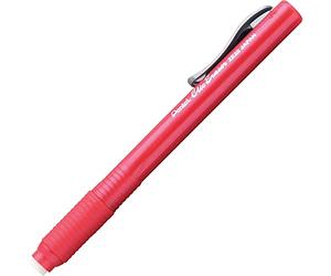 Pentel Clic Retractable Eraser, Refillable, Red Barrel (PENZE22B)