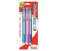 Pentel Clic Retractable Eraser with Grip, Assorted Barrels, 3 Pack (ZE21TBP3M)